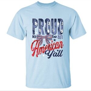 Lulu Mac Proud Y'all Light Blue:l Short Sleeve shirt